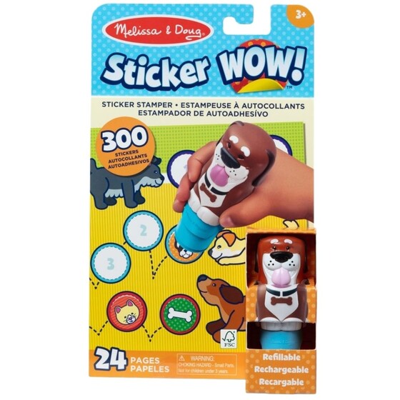 Stempelek z naklejkami piesek  + książeczka Sticker Wow! Melissa and Doug