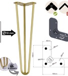 Metalowa noga hairpin legs do stolika kawowego trzy pręty noga złota TL50 cm