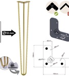 Metalowa noga hairpin legs do stołu biurka trzy pręty noga złota TL70 cm