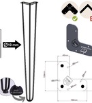 Metalowa noga hairpin legs do stołu biurka trzy pręty noga loftowa TL70 cm