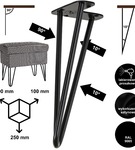 Metalowa noga do komody hairpin legs do pufy trzy pręty noga loftowa TL25 cm