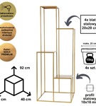 Kwietnik metalowy stojący na cztery doniczki CASCADE Premium złoty 92 cm